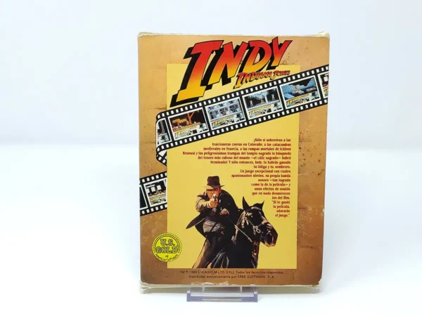 Parte trasera de Indy: Indiana Jones y la Ultima Cruzada (ESP) para Sinclair ZX Spectrum, edición PAL España
