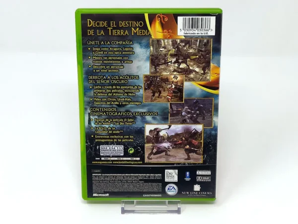 Parte trasera de El Señor de los Anillos: Las Dos Torres (ESP) para XBOX, edición PAL España