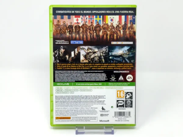 Parte trasera de Medal of Honor: Warfighter (ESP) para XBOX 360, edición PAL España