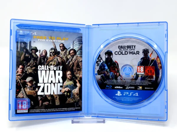 Interior del juego Call of Duty: Black Ops Cold War (UK) para PlayStation 4 con disco y manual