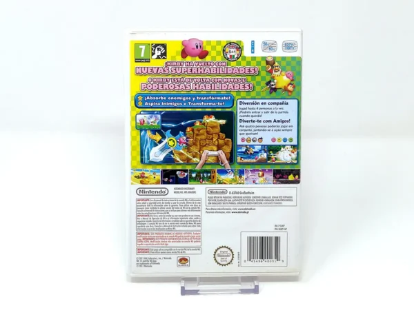 Parte trasera de Kirby's Adventure Wii (ESP) para Nintendo Wii, edición PAL España