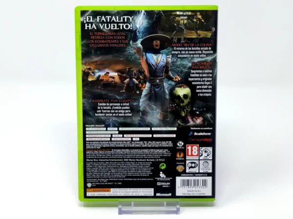 Parte trasera de Mortal Kombat (ESP) para XBOX 360, edición PAL España