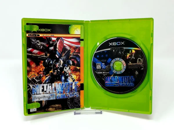 Interior del juego Metal Wolf Chaos (JAP) para XBOX con disco y manual