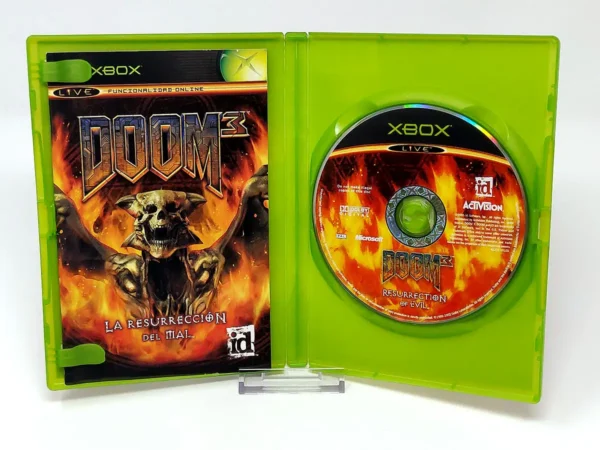 Interior del juego DOOM 3: La Resurrección del Mal (ESP) para XBOX con disco y manual