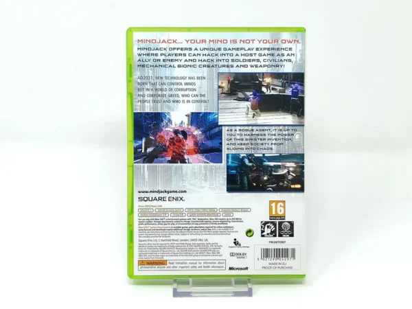 Parte trasera de Mindjack (UK) para XBOX 360, edición PAL UK