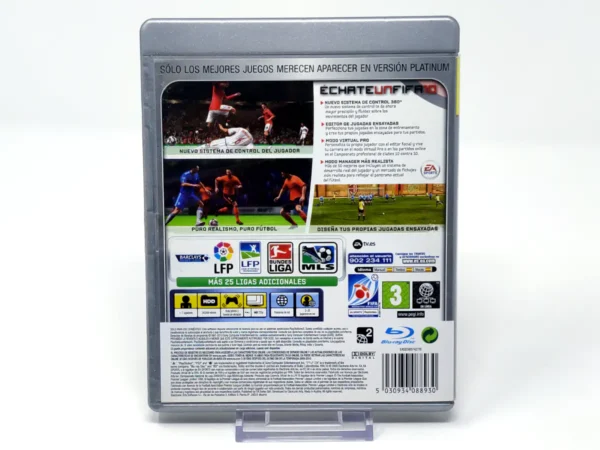 Parte trasera de FIFA 10 (ESP) (Platinum) para PlayStation 3, edición PAL España