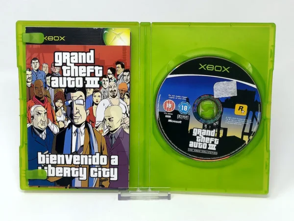 Lateral de la caja de Grand Theft Auto III (Ed. Pack Doble de Rockstar Games) (ESP) (Con Mapa) para XBOX