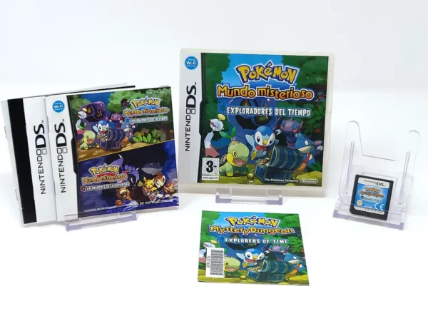 Lateral de la caja de Pokémon Mundo misterioso: Exploradores del Tiempo (ESP) para Nintendo DS