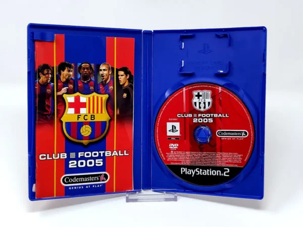 Interior del juego Club Football 2005: FC Barcelona (ESP) (Rebajado) para PlayStation 2 con disco y manual