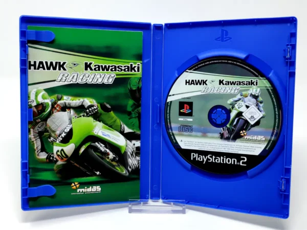 Interior del juego Hawk Kawasaki Racing (ESP) para PlayStation 2 con disco y manual