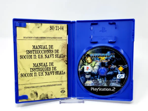 Interior del juego SOCOM II: U.S. Navy SEALs (ESP) (v2) para PlayStation 2 con disco y manual