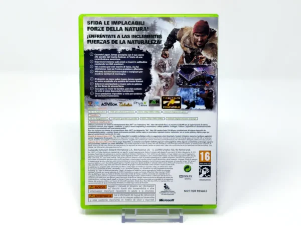 Parte trasera de Cabela's Survival: Shadows of Katmai (ESP) para XBOX 360, edición PAL España