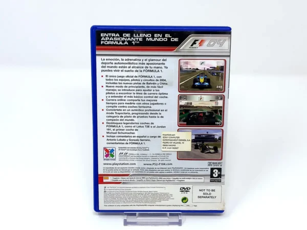 Parte trasera de Formula One 04 (ESP) (v1) para PlayStation 2, edición PAL España