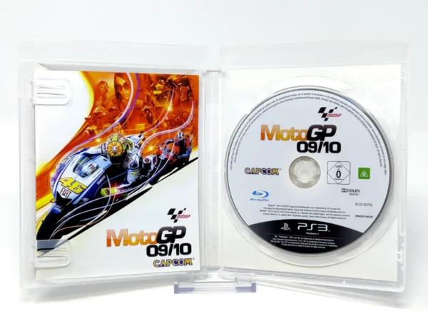Interior del juego MotoGP 09/10 (ESP) para PlayStation 3 con disco y manual