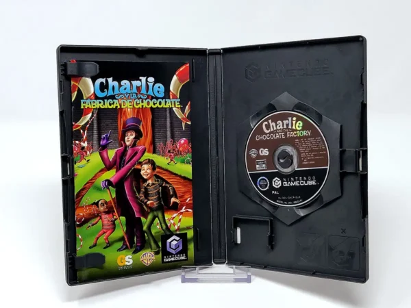 Interior del juego Charlie y la Fábrica de Chocolate (ESP) para Nintendo GameCube con disco y manual