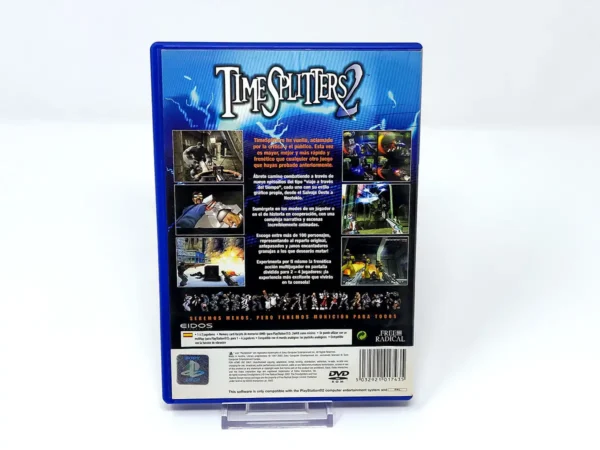 Parte trasera de TimeSplitters 2 (ESP) para PlayStation 2, edición PAL España