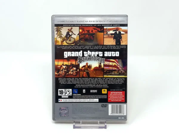 Parte trasera de Grand Theft Auto: San Andreas (FRA) (Platinum) para PlayStation 2, edición PAL Francia