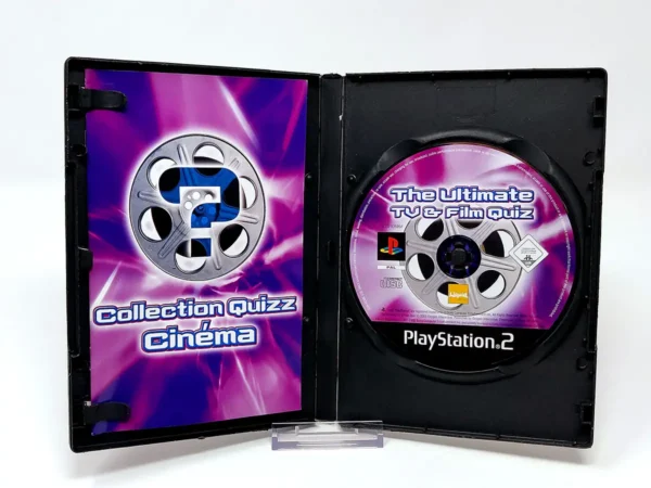 Interior del juego The Ultimate Film Quiz (FRA) para PlayStation 2 con disco y manual