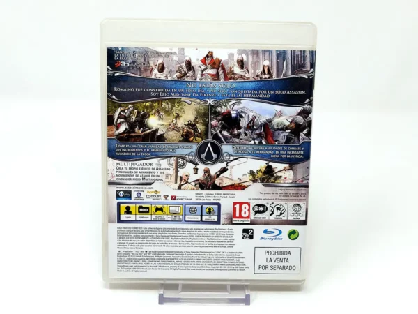 Parte trasera de Assassin's Creed: La Hermandad (ESP) (v2) para PlayStation 3, edición PAL España