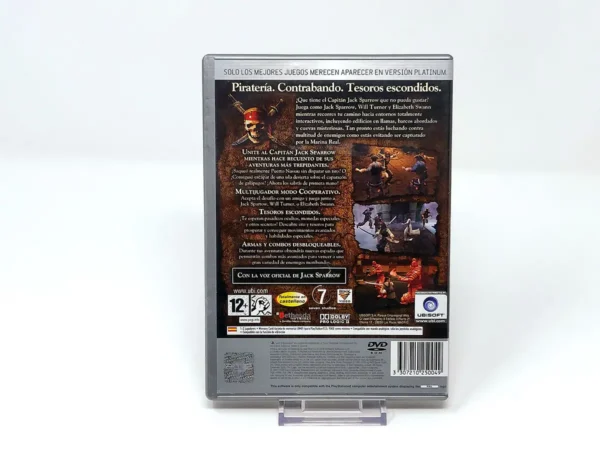 Parte trasera de Piratas del Caribe: La Leyenda de Jack Sparrow (ESP) (Platinum) para PlayStation 2, edición PAL España