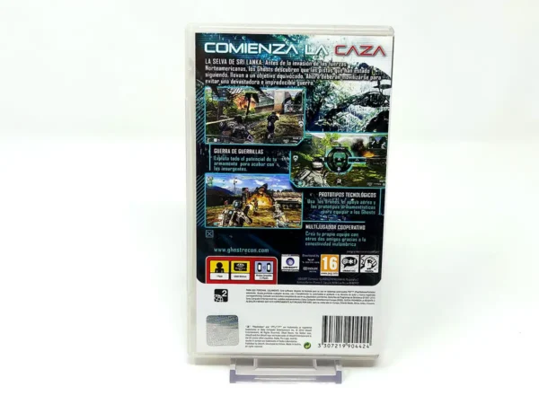 Parte trasera de Tom Clancy's Ghost Recon: Predator (ESP) para PSP, edición PAL España