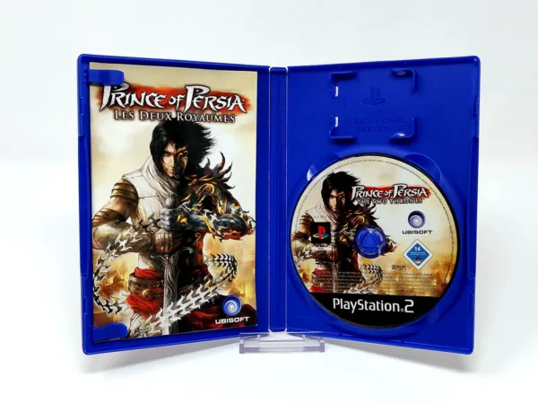 Interior del juego Prince of Persia: Les Deux Royaumes (FRA) para PlayStation 2 con disco y manual