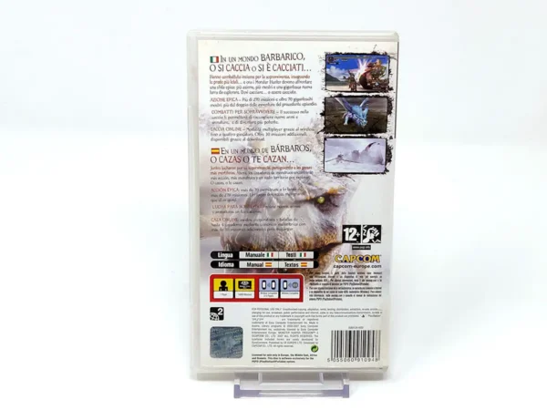 Parte trasera de Monster Hunter Freedom 2 (ESP) para PSP, edición PAL España