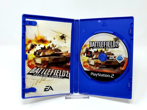 Interior del juego Battlefield 2: Modern Combat (ITA) para PlayStation 2 con disco y manual