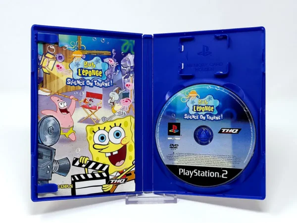 Interior del juego Nickelodeon Bob L'éponge: Silence on Tourne! (FRA) para PlayStation 2 con disco y manual