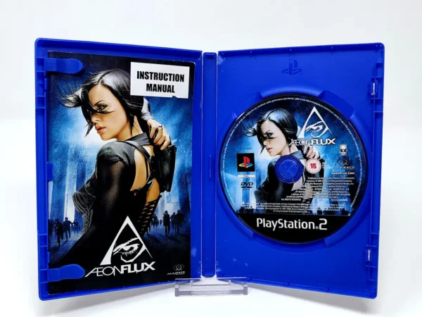 Interior del juego Aeon Flux (UK) para PlayStation 2 con disco y manual