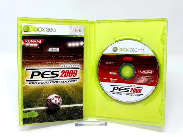 Interior del juego PES 2009: Pro Evolution Soccer (ESP) para XBOX 360 con disco y manual