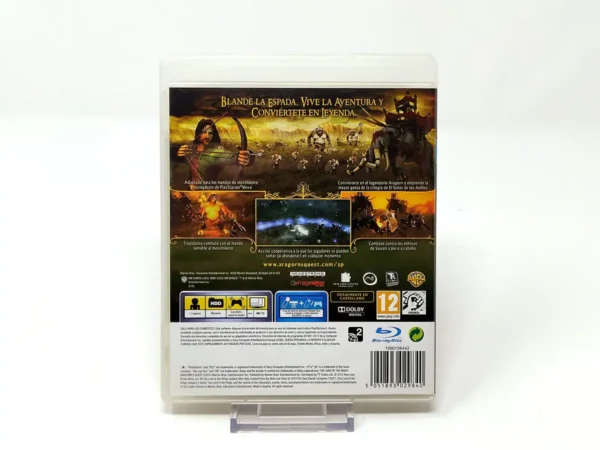 Parte trasera de El Señor de los Anillos: Las Aventuras de Aragorn (ESP) para PlayStation 3, edición PAL España