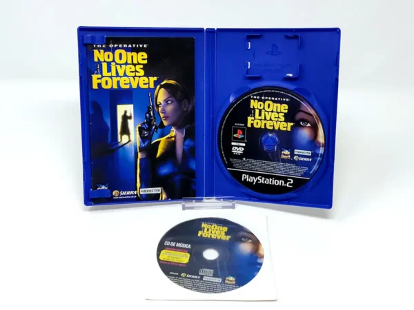 Interior del juego The Operative: No One Lives Forever (ESP) para PlayStation 2 con disco y manual
