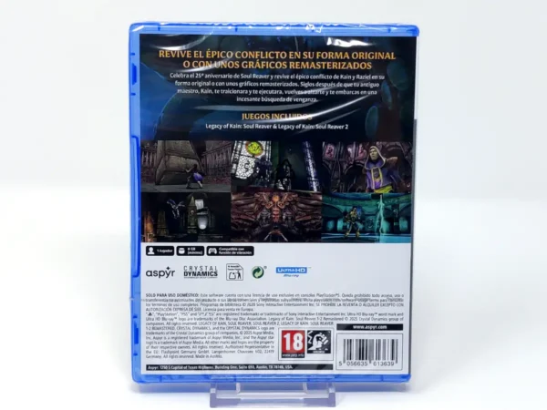 Parte trasera de Legacy of Kain: Soul Reaver 1 & 2 Remastered (ESP) (Precintado) para PlayStation 5, edición PAL España