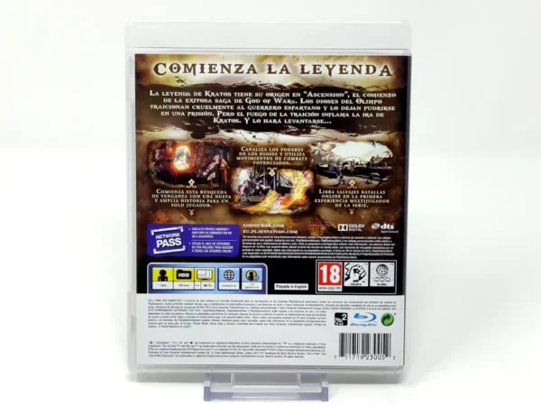 Parte trasera de God of War: Ascension (ESP) (Rebajado) para PlayStation 3, edición PAL España