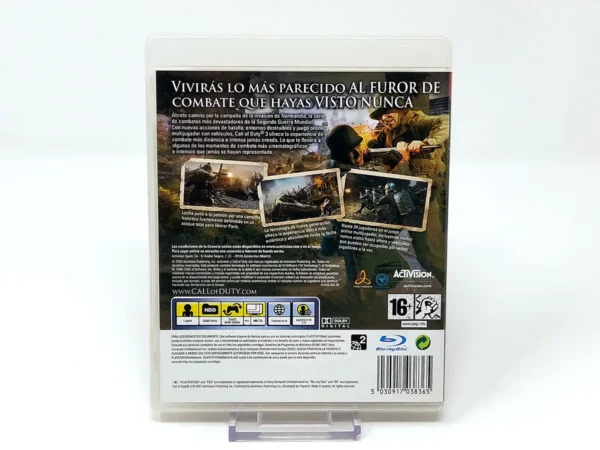 Parte trasera de Call of Duty 3 (ESP) para PlayStation 3, edición PAL España