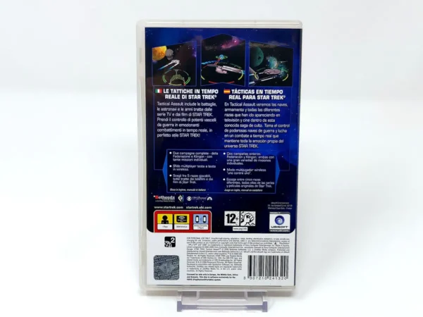 Parte trasera de Star Trek: Tactical Assault (ESP) para PSP, edición PAL España