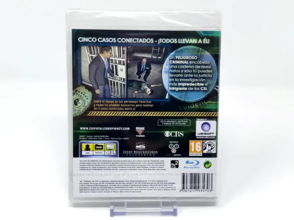 Parte trasera de CSI: Crime Scene Investigation - La Conspiración (ESP) (Precintado) para PlayStation 3, edición PAL España