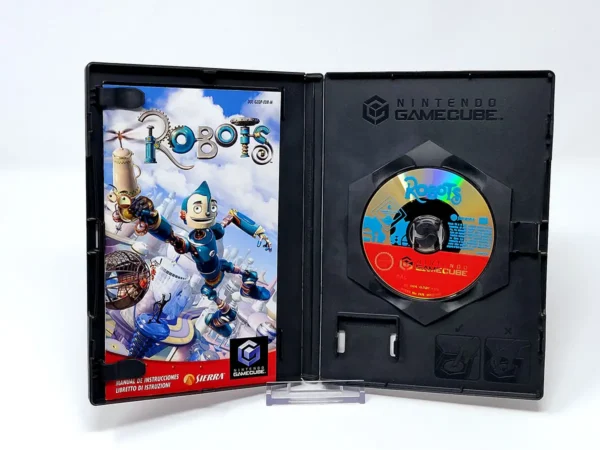 Interior del juego Robots (ESP) para Nintendo GameCube con disco y manual