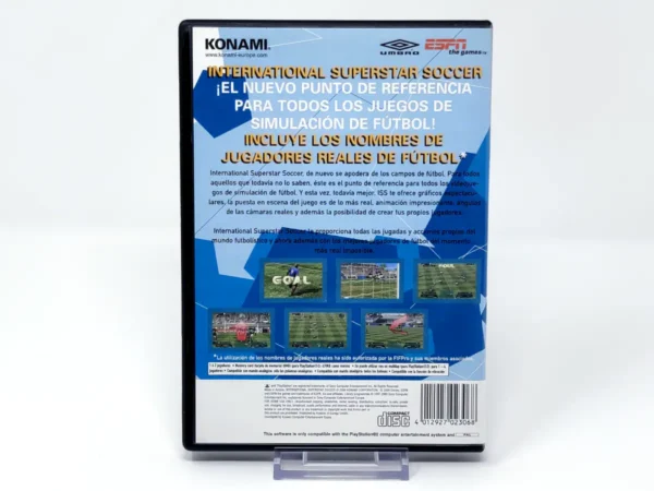 Parte trasera de International Superstar Soccer (ESP) (v1) (Rebajado) para PlayStation 2, edición PAL España