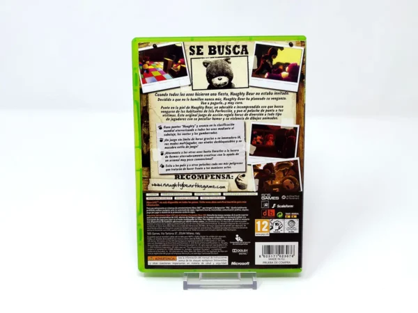 Parte trasera de Naughty Bear (ESP) para XBOX 360, edición PAL España