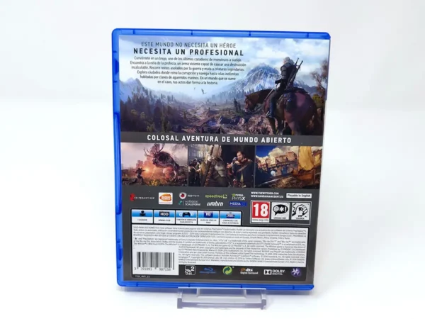 Parte trasera de The Witcher 3: Wild Hunt (ESP) para PlayStation 4, edición PAL España