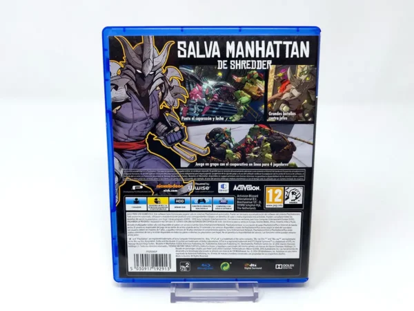Parte trasera de Teenage Mutant Ninja Turtles: Mutantes en Manhattan (ESP) para PlayStation 4, edición PAL España