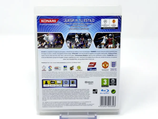 Parte trasera de PES 2012: Pro Evolution Soccer (ESP) para PlayStation 3, edición PAL España