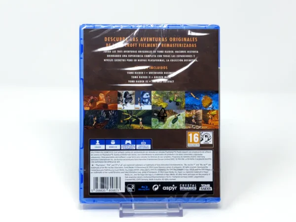 Parte trasera de Tomb Raider I•II•III: Remastered (ESP) (Precintado) para PlayStation 4, edición PAL España