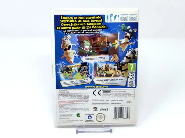 Parte trasera de Raving Rabbids: Regreso al Pasado (ESP) (Rebajado) para Nintendo Wii, edición PAL España