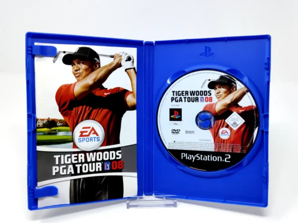 Interior del juego Tiger Woods PGA Tour 08 (UK) para PlayStation 2 con disco y manual