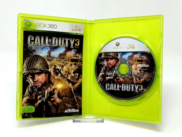 Interior del juego Call of Duty 3 (ESP) para XBOX 360 con disco y manual