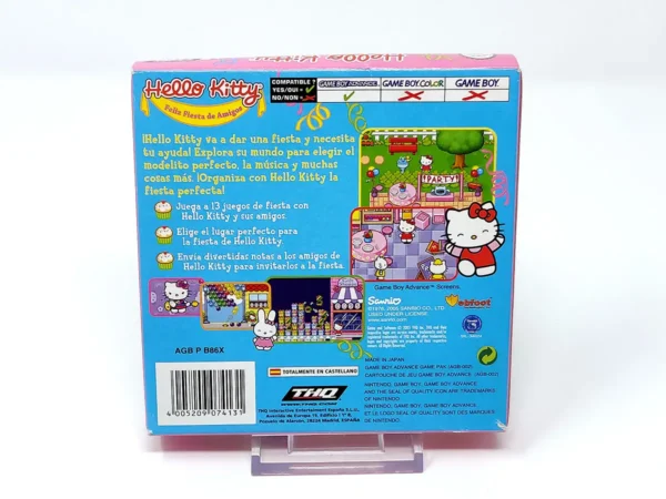 Parte trasera de Hello Kitty: Feliz Fiesta de Amigos (ESP) para Nintendo Game Boy Advance, edición PAL España