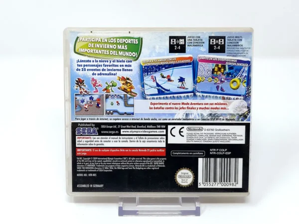 Parte trasera de Mario & Sonic en los Juegos Olímpicos de Invierno (ESP) para Nintendo DS, edición PAL España